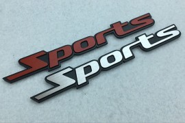 Decal tem chữ Sport 3D kim loại dán xe ô tô