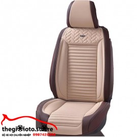 Áo ghế ô tô màu kem kết hợp nâu 