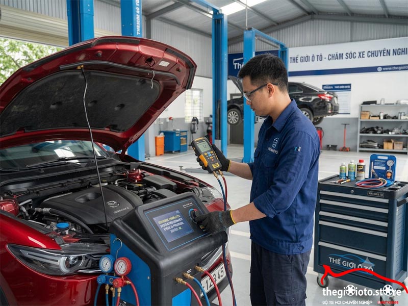 kiem-tra-he-thong-dieu-hoa-mazda-cx5-bang-may-chuyen-dung